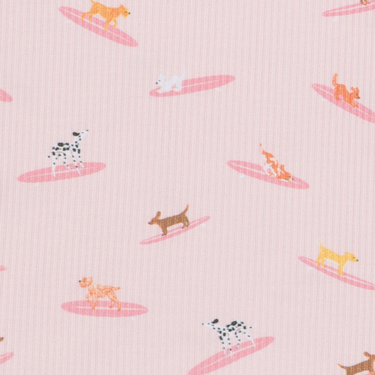 Pink Surfing Dogs Ribbed