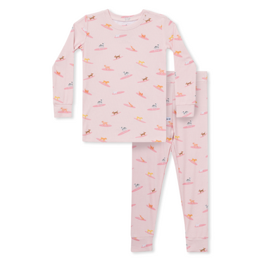 Pink Surfing Dogs Ribbed