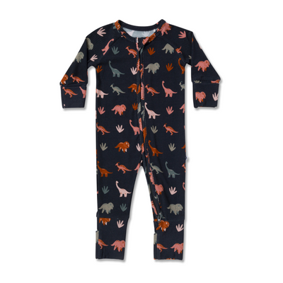 Zip Romper - Dinosaurs Ribbed