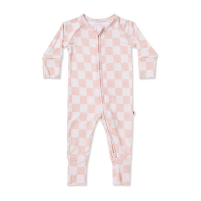 Zip Romper - Blush Checker