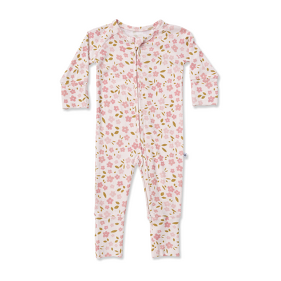 Zip Romper - Blush Blooms Ribbed