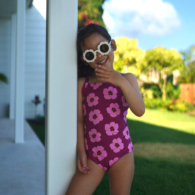Girls Tie-Back One-Piece Swimsuit - Berry Hau