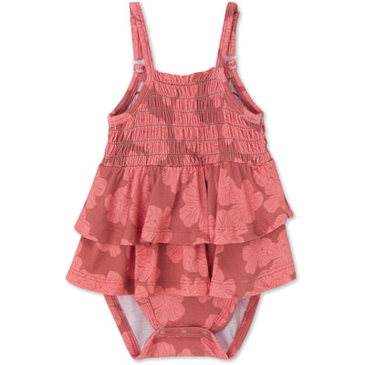 Ruffle Romper - Mauve Hibiscus