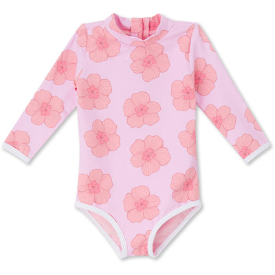 Girls Rashguard One Piece Swimsuit - Peach Hau