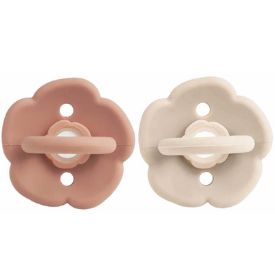 Flower Pacifier Set - Peach/Sand